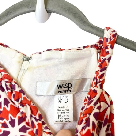 WISP Dress Fit Flare Keyhole Sleeveless Stretch Jersey Knit Red Orange Geometric - Picture 5 of 6